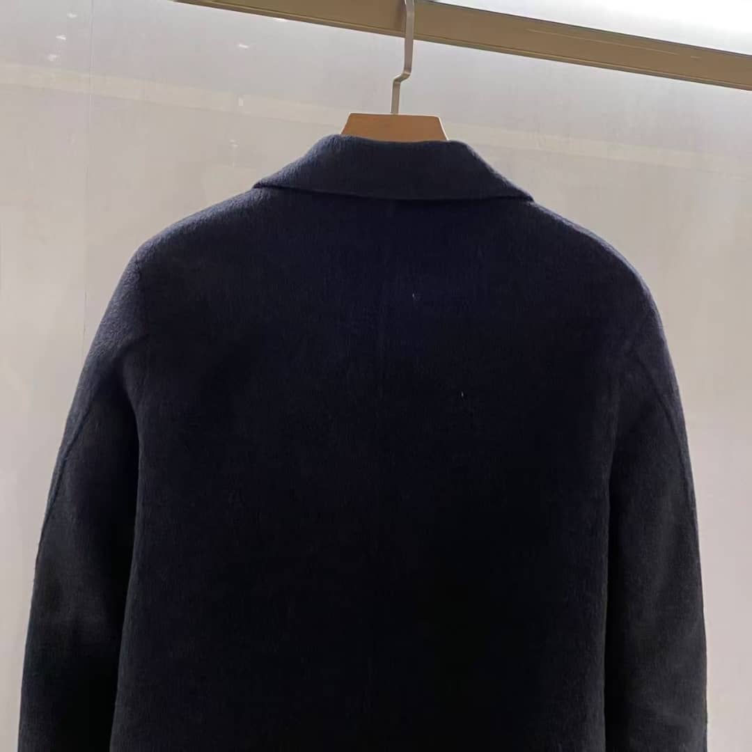 Men's Tailored Charcoal Wool Double-Breasted Overcoat