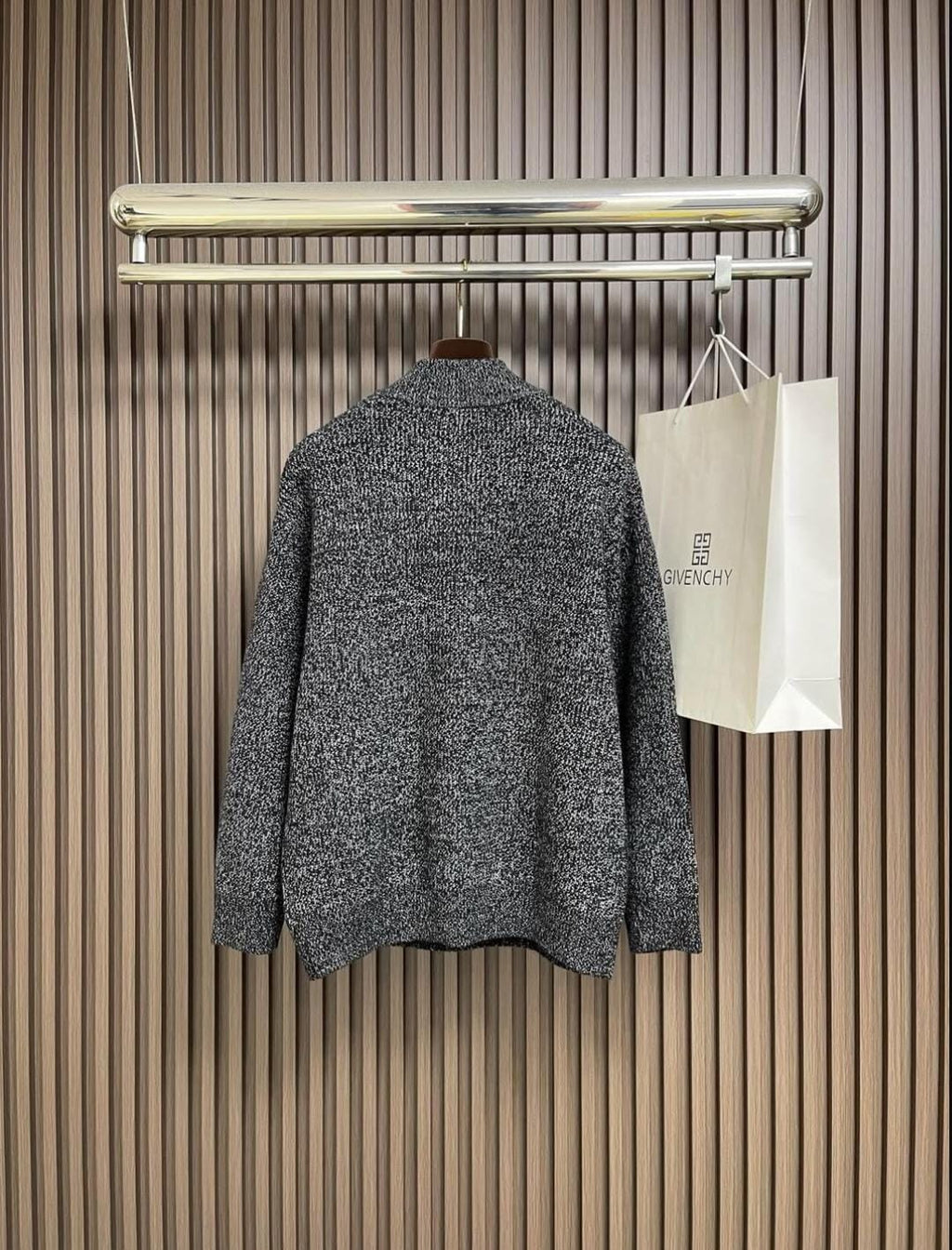 Celine - Grey Half-Zip Knit Sweater