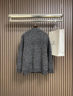 Celine - Grey Half-Zip Knit Sweater
