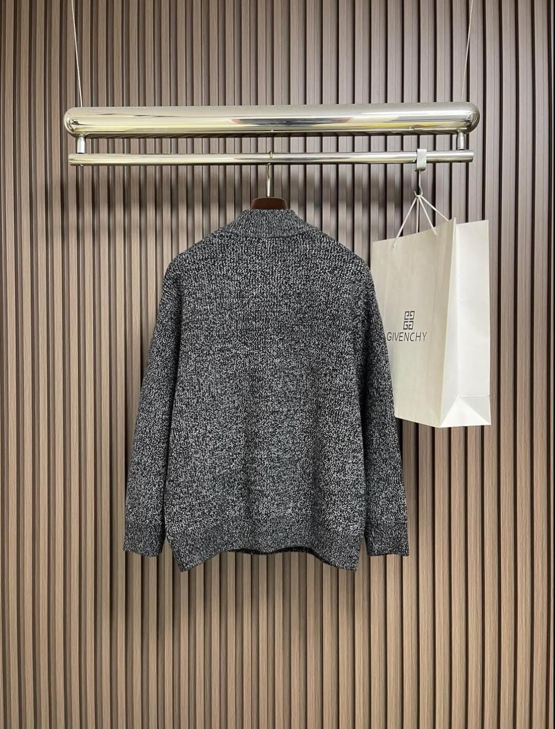 Celine - Grey Half-Zip Knit Sweater