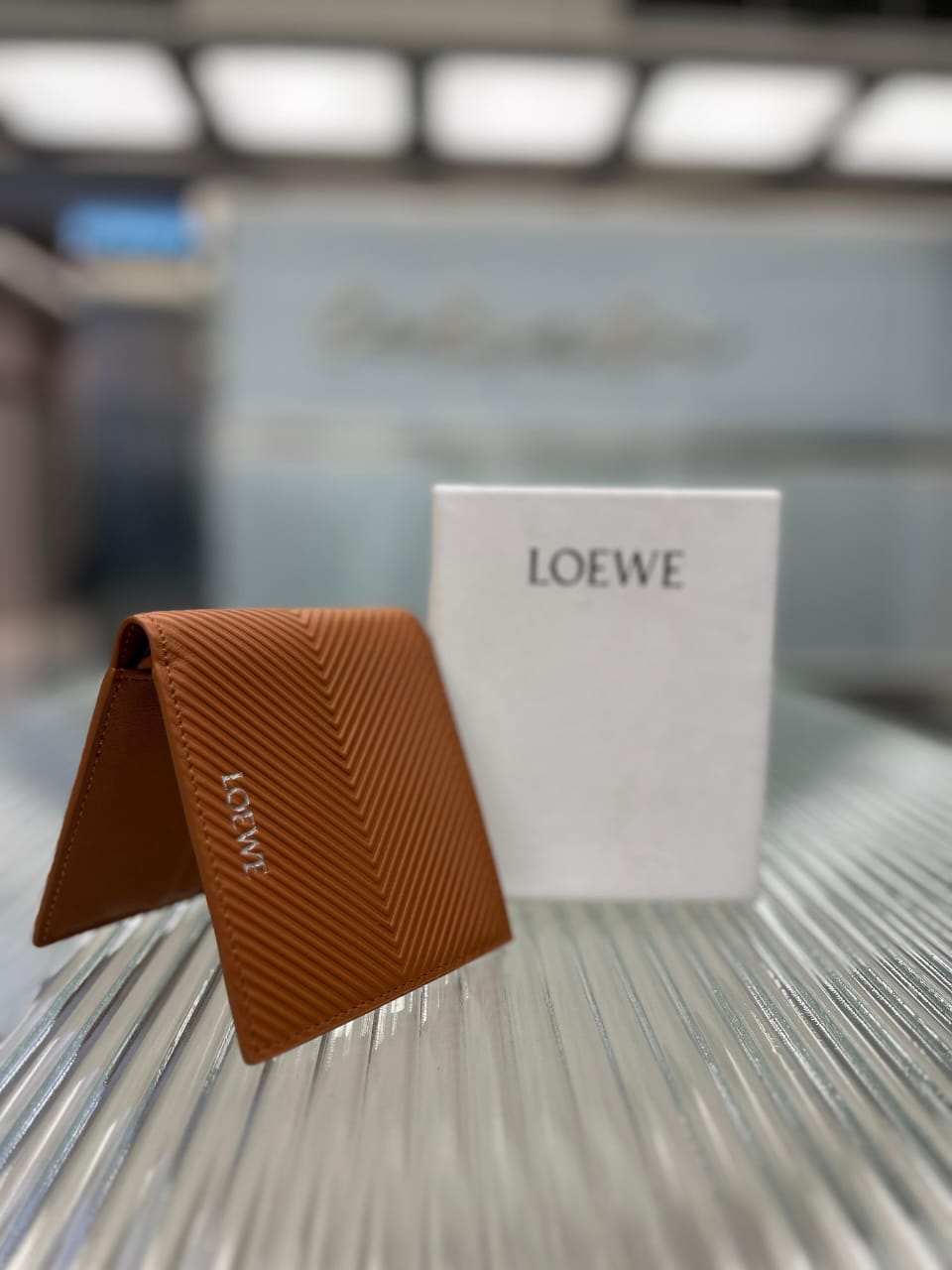 Loewe - Diagonal Textured Leather Bi-Fold Wallet - Tan