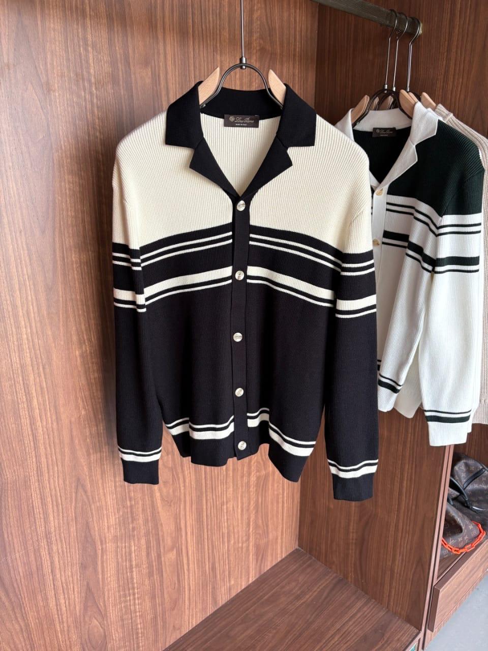 Loro Piana - Striped Knit Cardigan - Black/White