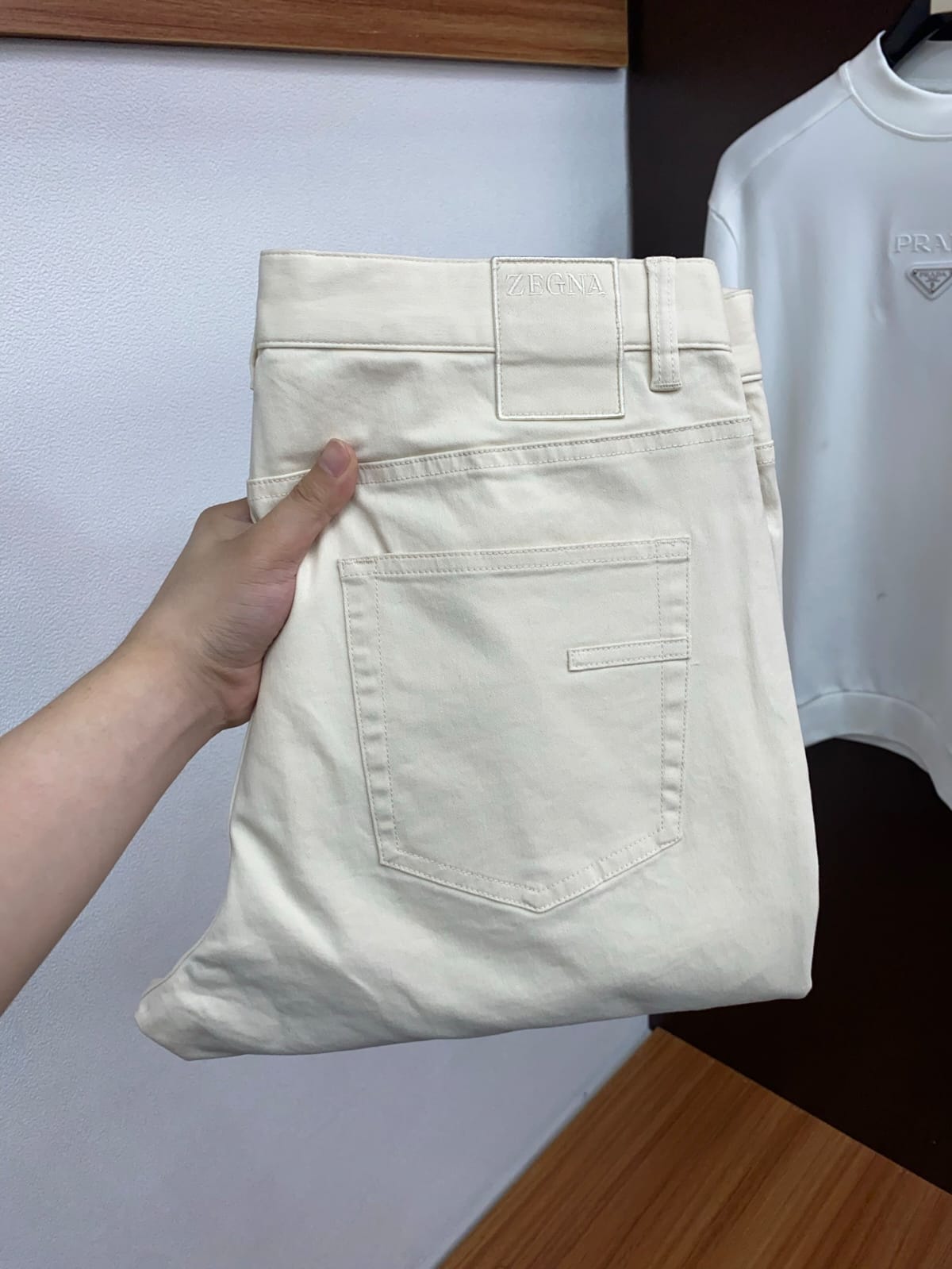 Zegna - Five-Pocket Cotton Twill Trousers - Off-White