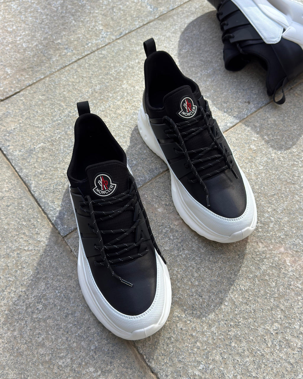Moncler - Black & White Satin-Panel Chunky Sneakers