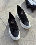 Moncler - Black & White Satin-Panel Chunky Sneakers