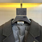 LOEWE - Men's Black Wool Blend Workwear Jacket with Anagram Brooch