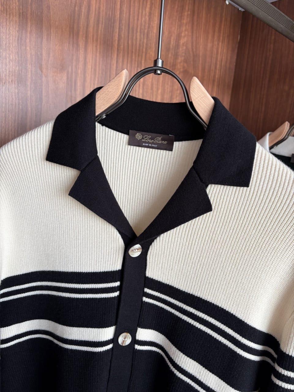 Loro Piana - Striped Knit Cardigan - Black/White