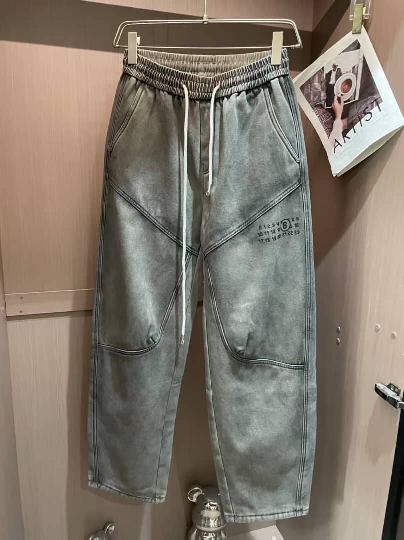 Maison Margiela - Grey Washed Denim Diagonal Seam Jeans