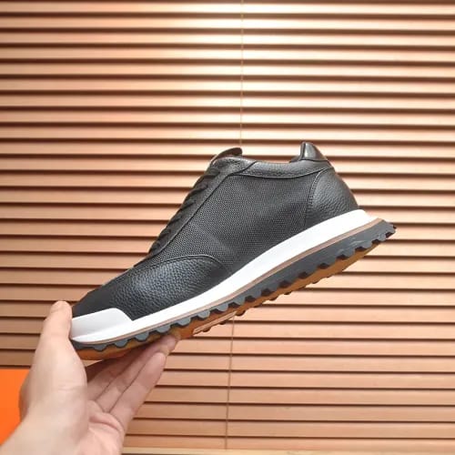 Hermès - Black Textured Leather Low-Top Sneakers