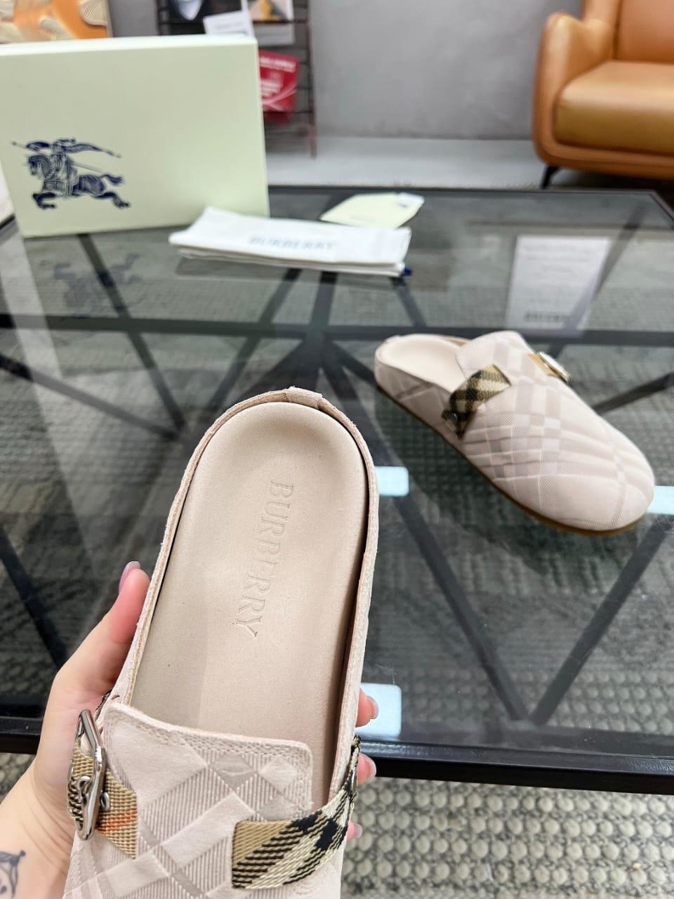 Burberry - Beige Suede Clogs Mules