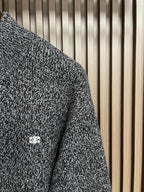 Celine - Grey Half-Zip Knit Sweater