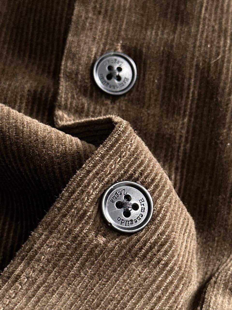 ZEGNA Men's Brown Fine-Wale Cotton Corduroy Overshirt