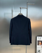 Dolce & Gabbana - Navy Tailored Suit with Gold Embroidered Crest