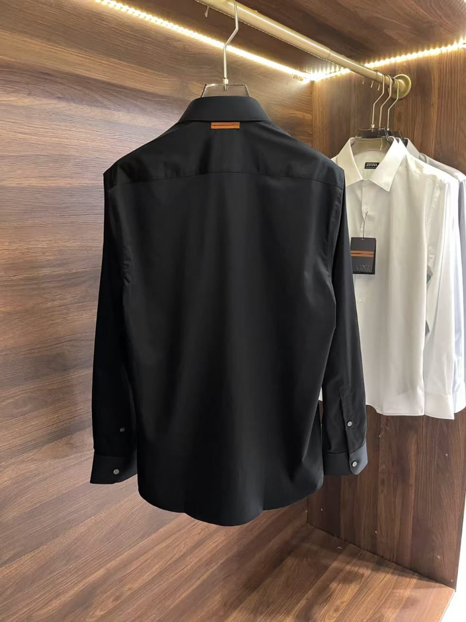 Zegna - Men's Classic Black Cotton Button-Up Shirt