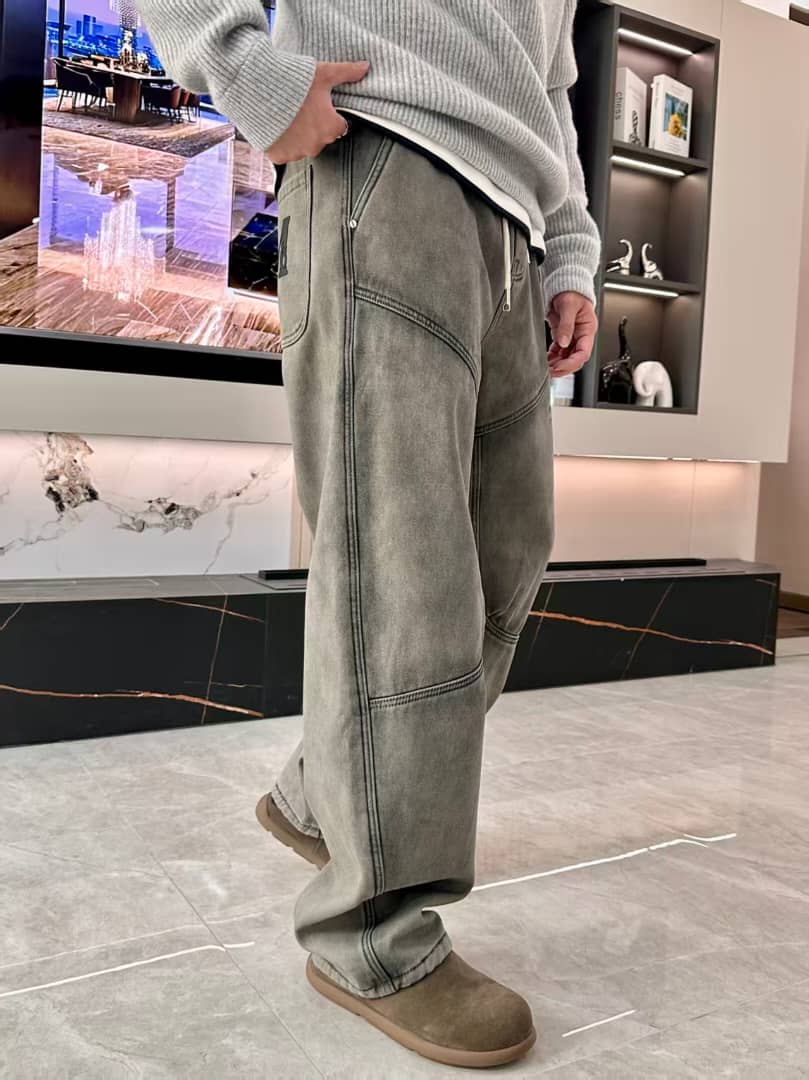 Maison Margiela - Grey Washed Denim Diagonal Seam Jeans