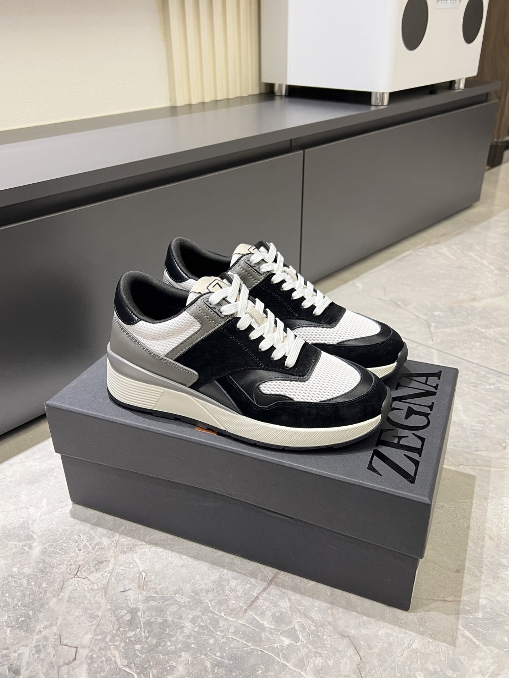 Zegna - Mixed-Media Suede and Mesh Retro Runner Sneakers