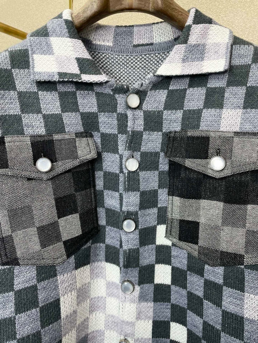 Louis Vuitton Distressed Damier Knit Cardigan