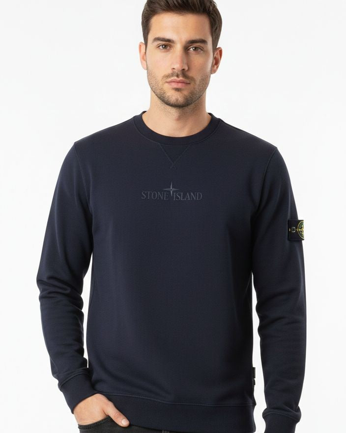Stone Island - Navy Blue Crewneck Sweatshirt
