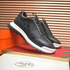 Hermès - Black Textured Leather Low-Top Sneakers