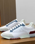 Hermes - White Leather & Suede Trainers with Blue and Burgundy Accents