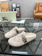 Burberry - Beige Suede Clogs Mules