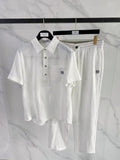 Premium Linen-Blend Short Sleeve Polo Shirt & Matching Pants Set