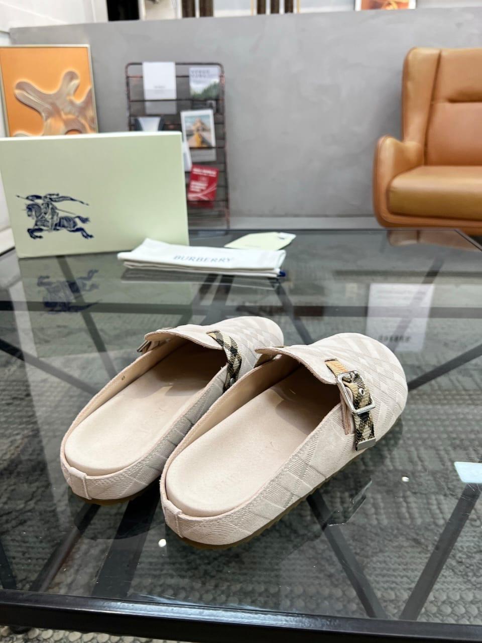 Burberry - Beige Suede Clogs Mules