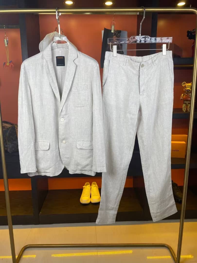 Men's Summer Linen Suit – Tailored Blazer and Pants Two-Piece Set