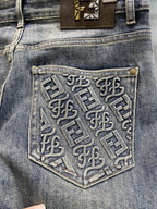 Fendi - Embroidered Pocket Slim Jeans - Medium Wash Blue