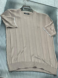 Brunello Cucinelli - Ribbed Cotton-Silk Knit T-Shirt in Sand