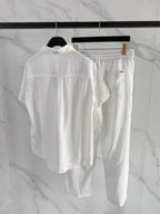 Premium Linen-Blend Short Sleeve Polo Shirt & Matching Pants Set