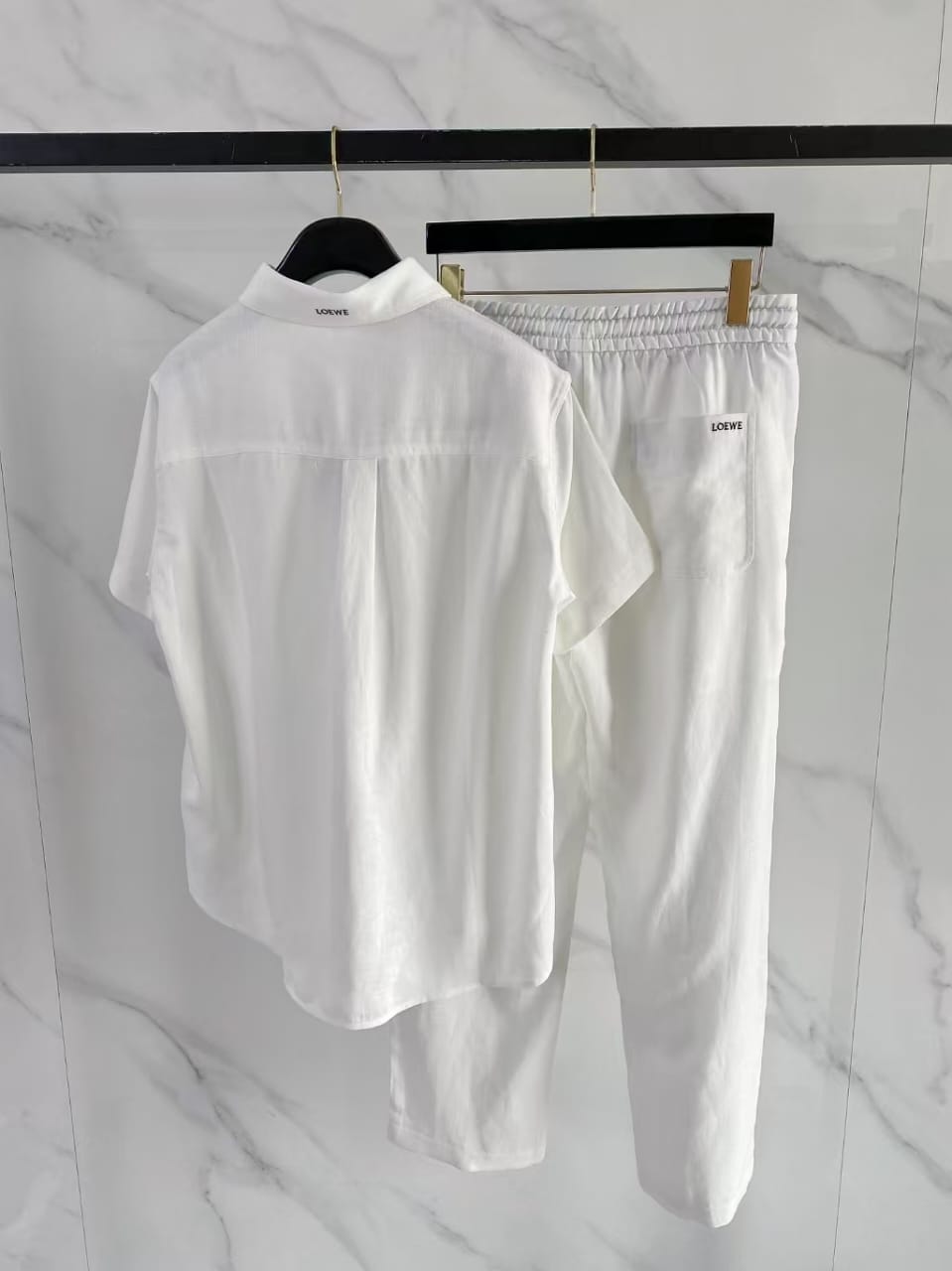 Premium Linen-Blend Short Sleeve Polo Shirt & Matching Pants Set