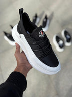 Moncler - Black & White Satin-Panel Chunky Sneakers