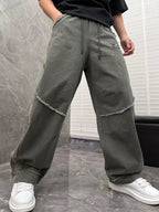Balenciaga - Distressed Raw Hem Wide-Leg Joggers - Dark Grey Wash