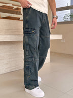 Louis Vuitton - LV Monogram Washed Denim Cargo Jeans – Loose Fit