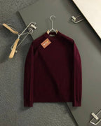 Premium Burgundy Mock Neck Sweater | Soft Knit Pullover