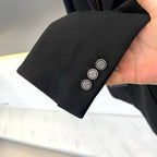 Zegna - Elegant Black Formal Blazer with Leather Trim