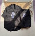 Prada Men’s Luxury 2-Piece Resort Set – Short-Sleeve Bowling Shirt & Tailored Bermuda Shorts (Black)
