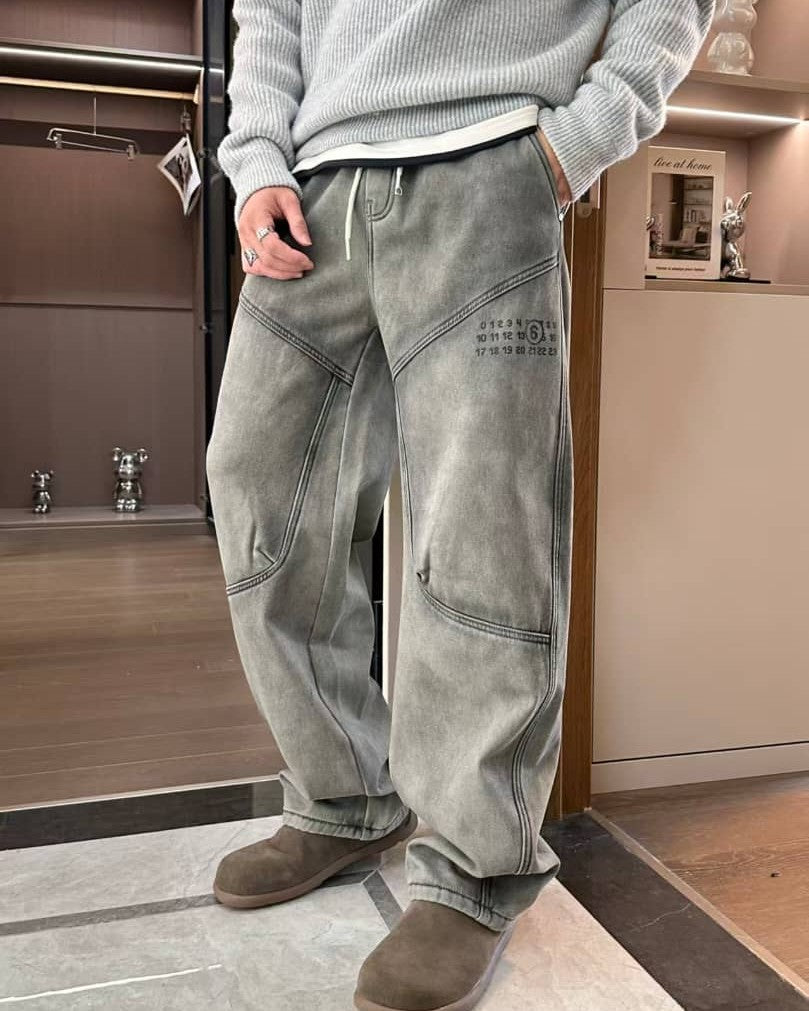 Maison Margiela - Grey Washed Denim Diagonal Seam Jeans
