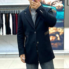 Zegna - Elegant Black Formal Blazer with Leather Trim