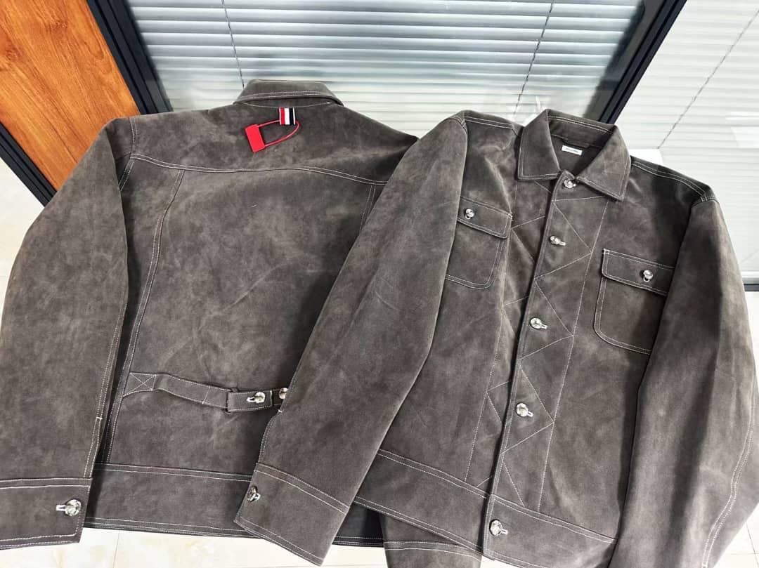 Thom Browne - Contrast Stitch Suede Shirt Jacket - Brown