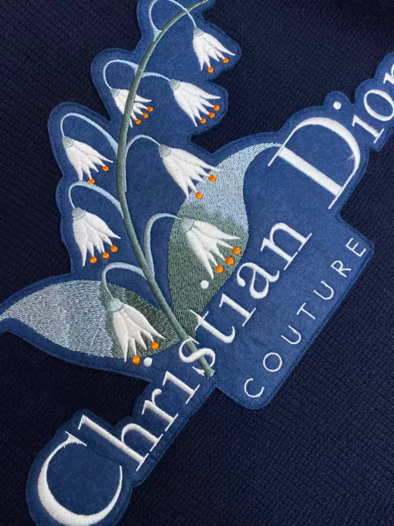 Christian Dior - Navy & White Contrast-Sleeve Knitted Zip Hoodie