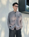 Loewe - Grey Ribbed Knit Zip-Up Cardigan