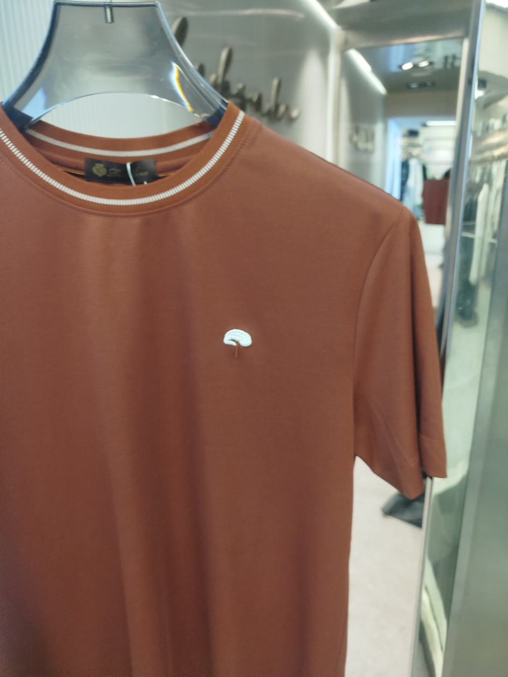 Loro Piana - Cotton Jersey T-Shirt with Embroidered Motif in Russet Brown