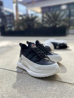 Moncler - Black & White Satin-Panel Chunky Sneakers