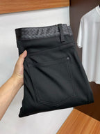 Bottega Veneta - Intrecciato Detail Cuffed Trousers - Black