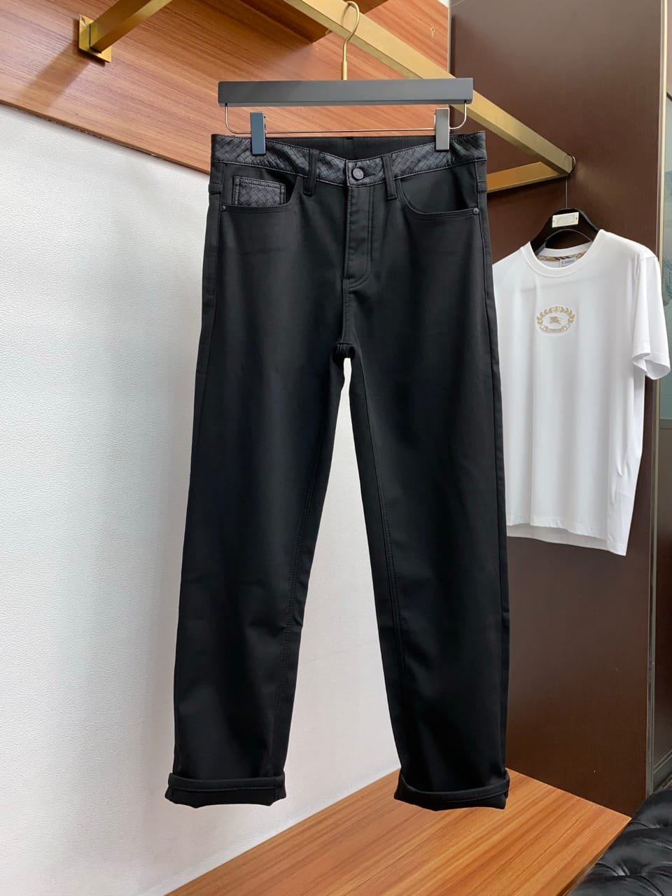 Bottega Veneta - Intrecciato Detail Cuffed Trousers - Black