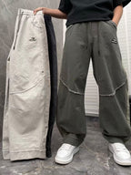 Balenciaga - Distressed Raw Hem Wide-Leg Joggers - Dark Grey Wash