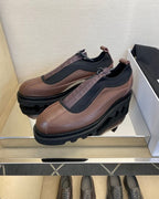 Givenchy - Brown Leather & Neoprene Zip-Front Trainers with Chunky Sole
