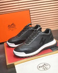 Hermès - Black Textured Leather Low-Top Sneakers